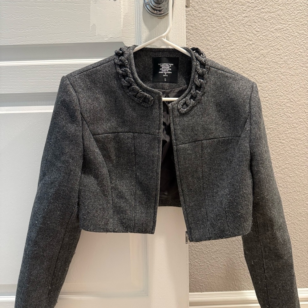 Women's Gray Cropped Jacket